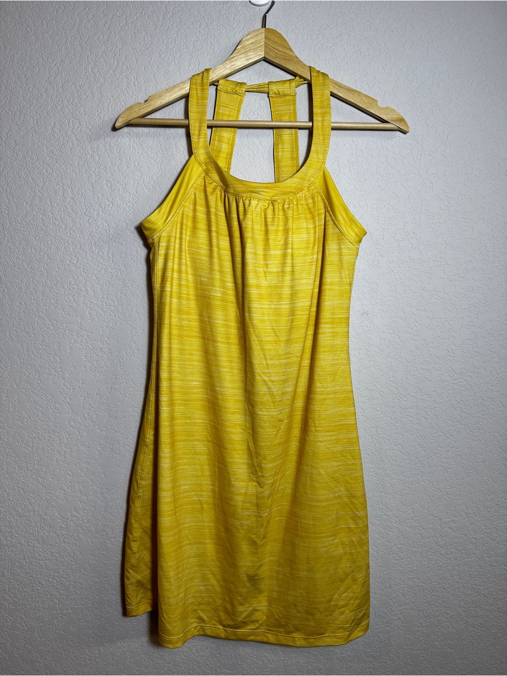 prAna Dress Womens XS Yellow Racerback Sleeveless Athletic Yoga Casual Mini